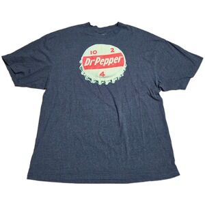 Dr Pepper Graphic Soda Pop Bottle Cap T Shirt Men's Size 3XLT Gray Vintage Retro